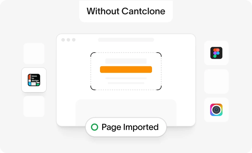 Without Cantclone: html.to.design imports the page and reports Page Imported