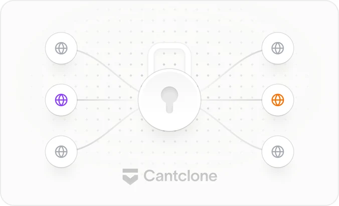 Six websites connected to a central Cantclone lock